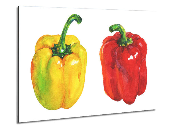 Yellow And Red Pepper Metal Print