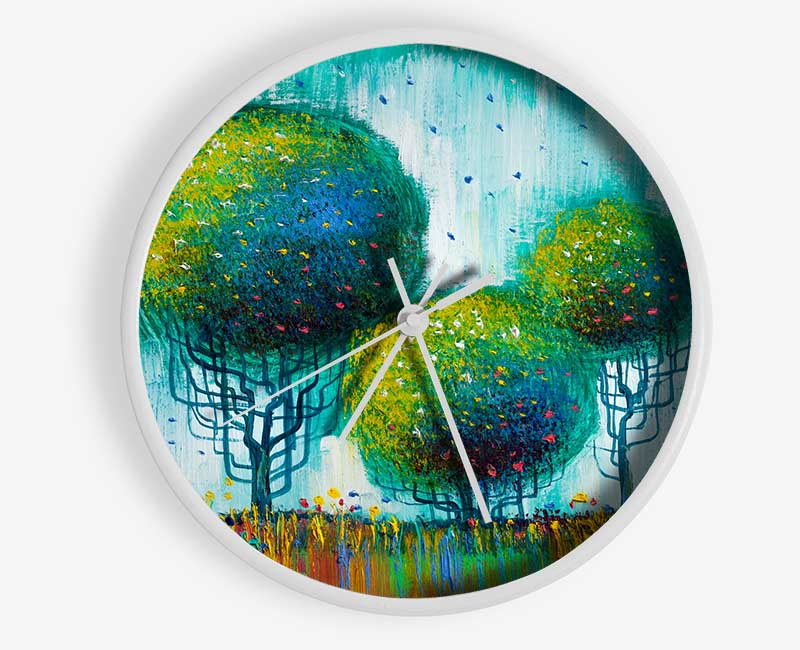 Three Round Trees Clock - Wallart-Direct UK