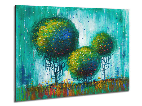 Three Round Trees Metal Print