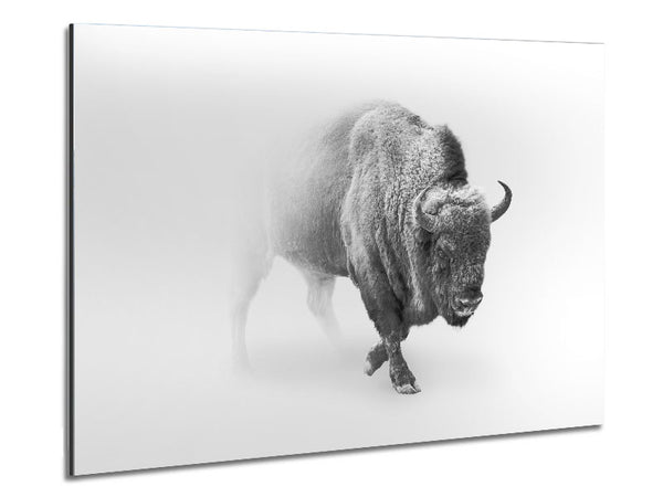 Bison In The Mist Metal Print
