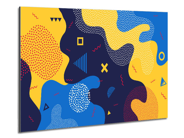 Blue And Yellow Modern Shapes Metal Print