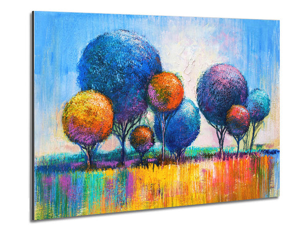 Circular Trees In The Meadow Metal Print