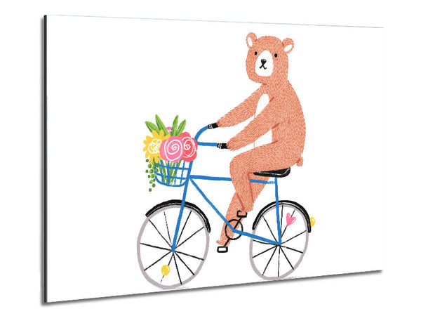 Bear Riding A Bike Metal Print