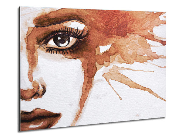 Watercolour Sepia Face Metal Print