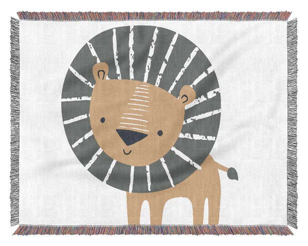 Lion In Stripes Woven Blanket