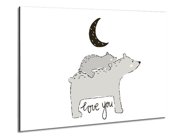Bear Family Moon Metal Print