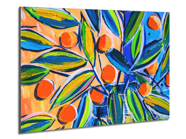 Bright Oranges On Tree Metal Print