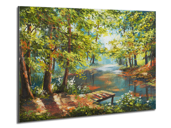 Footbridge Into The Woods Lake Metal Print