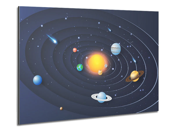 Space Rings Solar System Metal Print