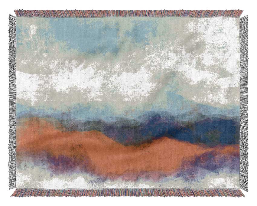 Rough Orange And Blue Woven Blanket