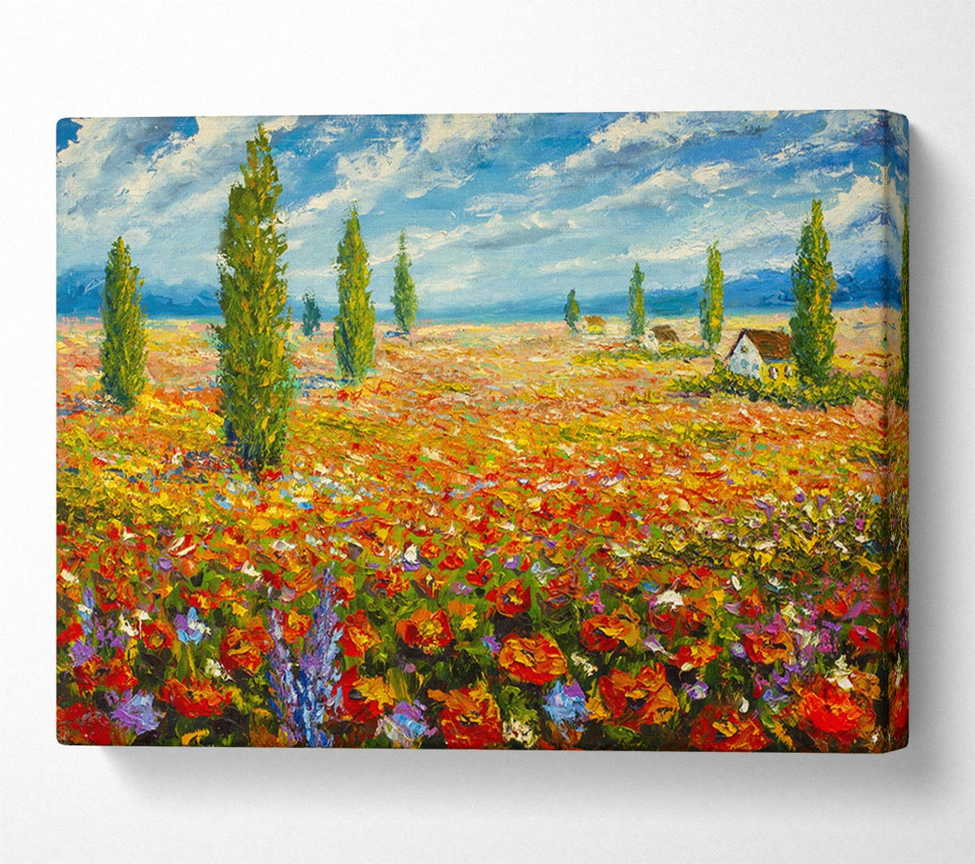  A Canvas Print of Field Of Trees And Flowers Canvas Art