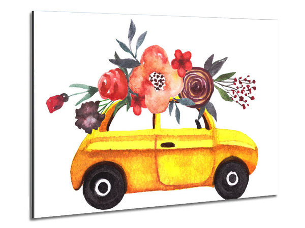 Cut Floral Car Metal Print