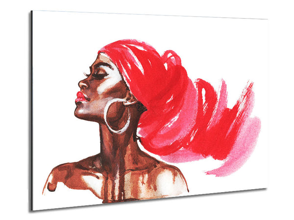 Red Head Scarf Metal Print
