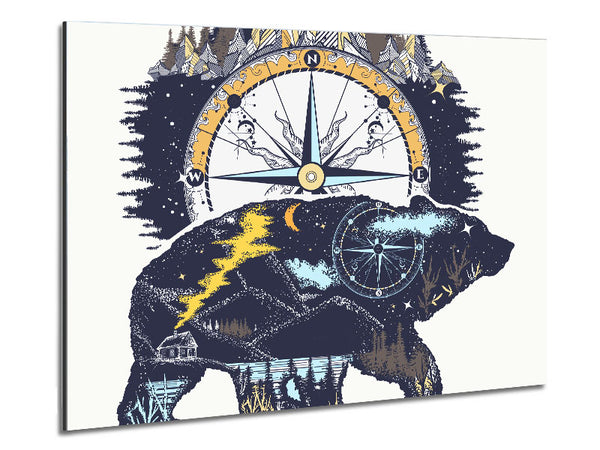 Bear Compass Metal Print