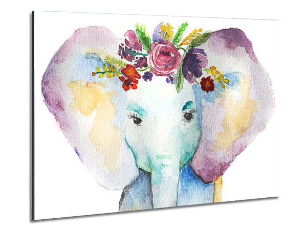 Floral Elephant Metal Print