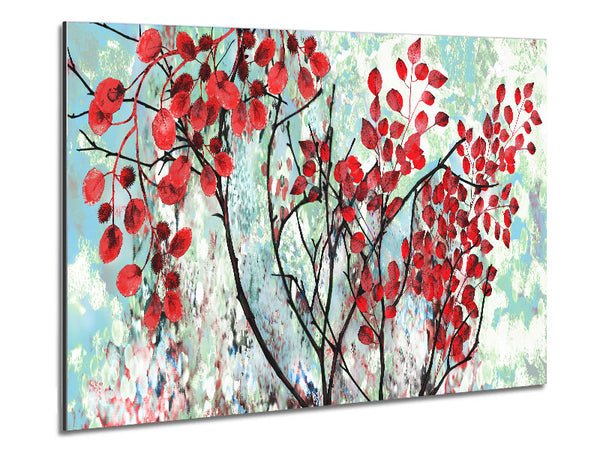 Red Leaves Winter Metal Print