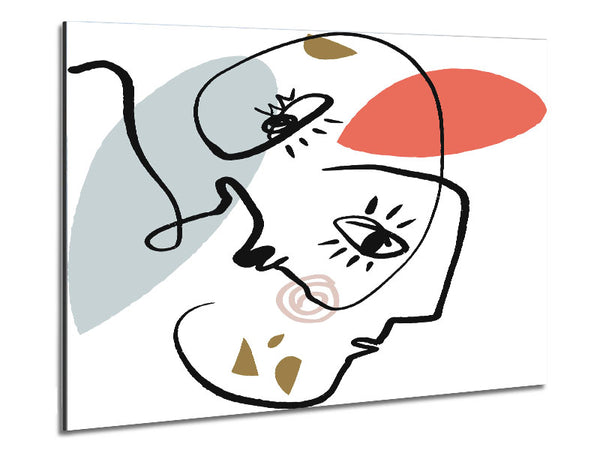 Abstract Line Drawing Faces Metal Print