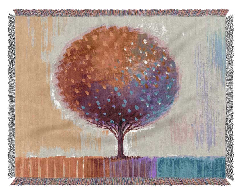 Stunning Round Tree Rainbow Woven Blanket