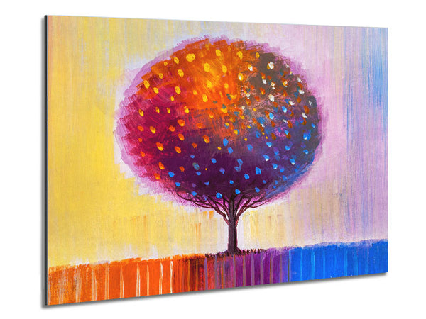 Stunning Round Tree Rainbow Metal Print
