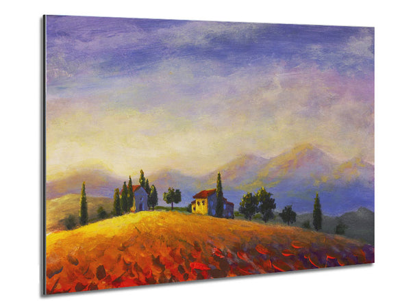 Farm On The Countryside Hill Metal Print