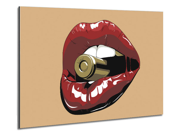 Red Lips On Bullet Metal Print