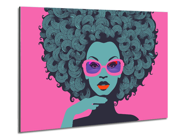 Glasses Big Hair Woman Metal Print