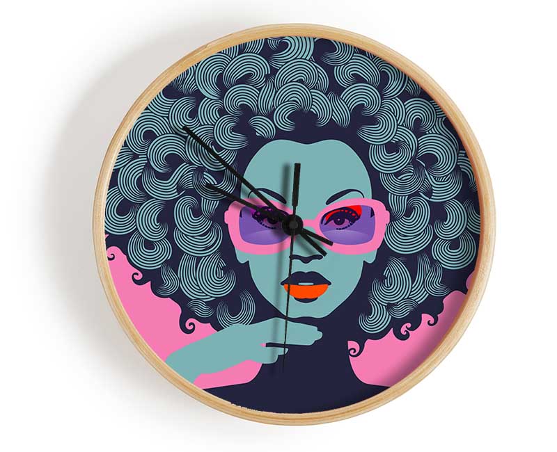 Glasses Big Hair Woman Clock - Wallart-Direct UK