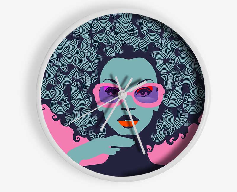 Glasses Big Hair Woman Clock - Wallart-Direct UK