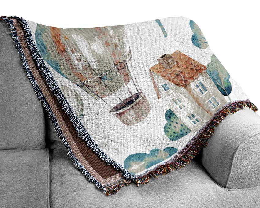 Watercolour Helicopter Woven Blanket