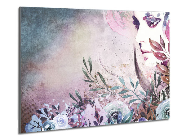 Floral Watercolour Woman Metal Print