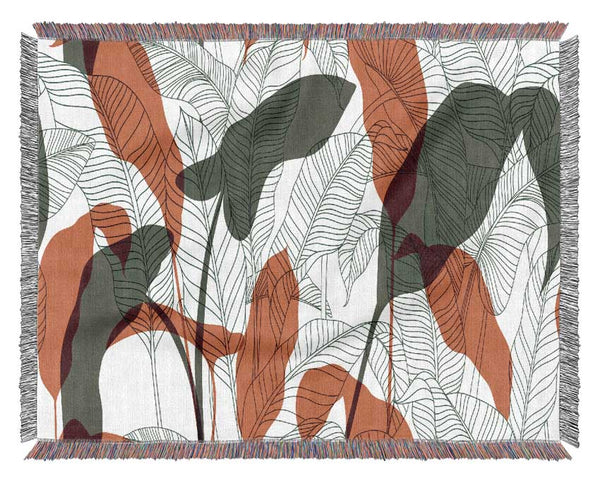 Leaves Of Red And Grey Woven Blanket