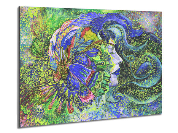 Green Pattern Woman Metal Print