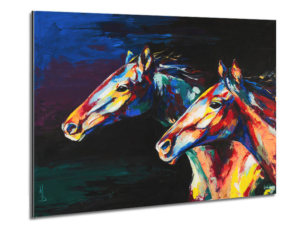 Two Running Horses Metal Print