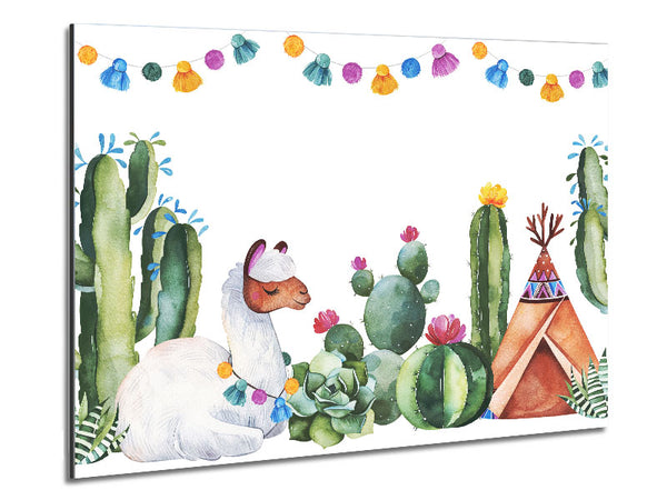 Llama Nursery Metal Print