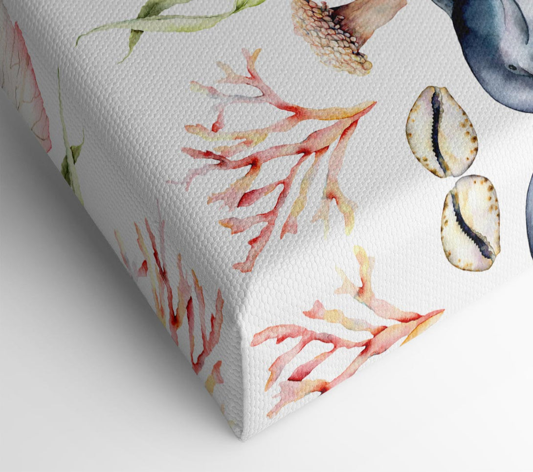 A Canvas Print of Water Colour Sea Creatures Canvas Wall Art