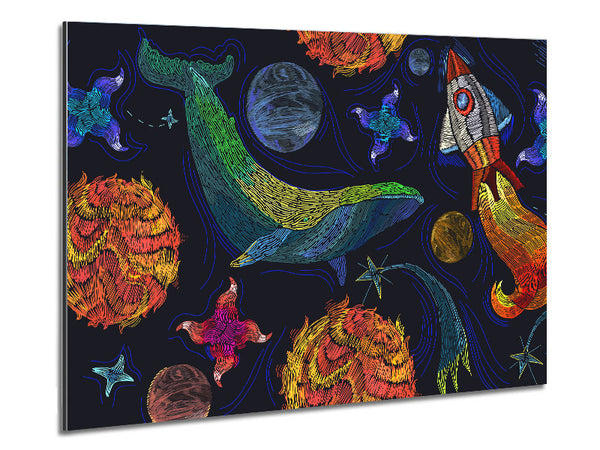 Space Whale Metal Print