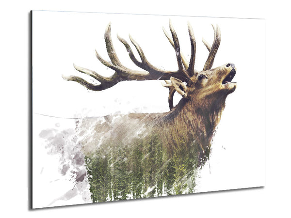 Double Exposure Stag Metal Print
