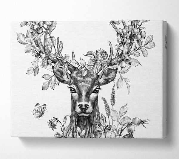  A Canvas Print of The Floral Deer Canvas Art