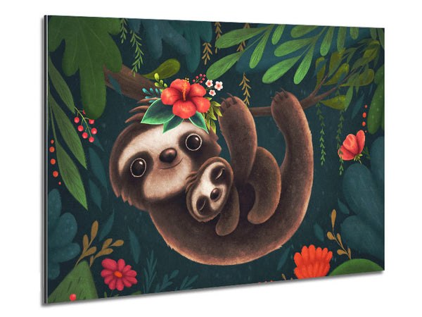 Sloth And Baby Metal Print