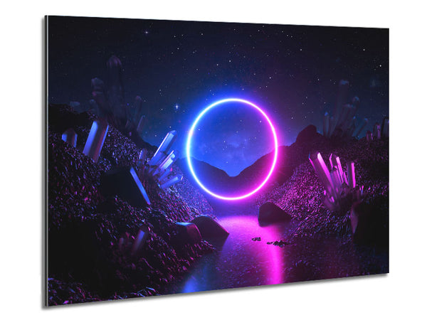 The Neon Circle Worldq Metal Print
