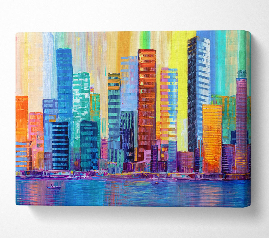  A Canvas Print of Warm And Cool City Lights Canvas Print