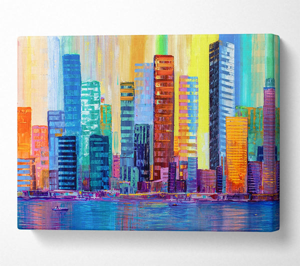  A Canvas Print of Warm And Cool City Lights Canvas Print