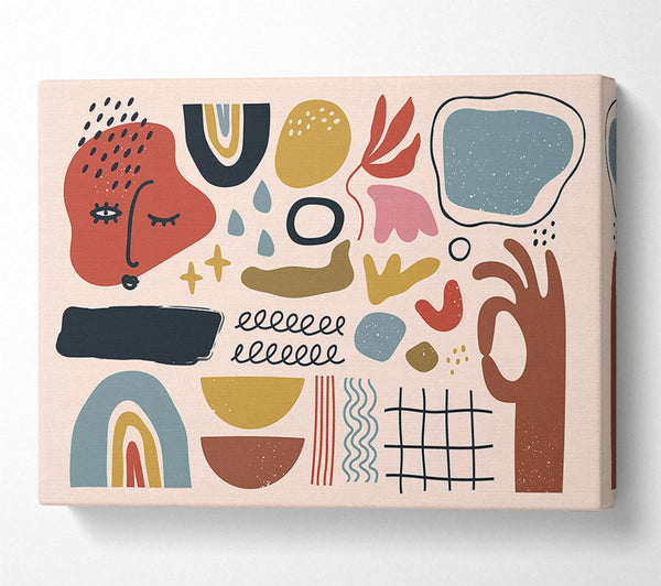  A Canvas Print of Mid Century Shapes And Faces Canvas Wall Art
