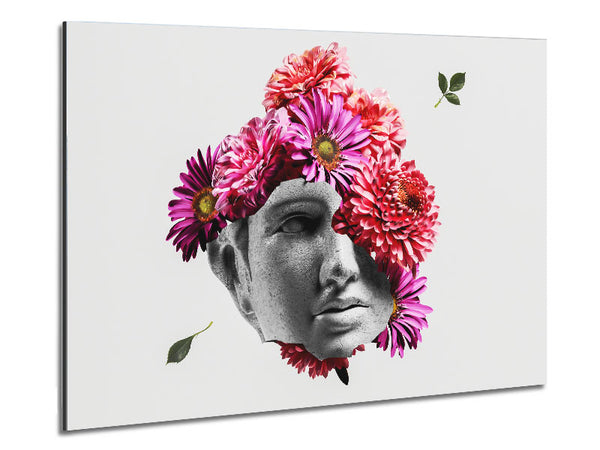 Floral Greek Face Metal Print