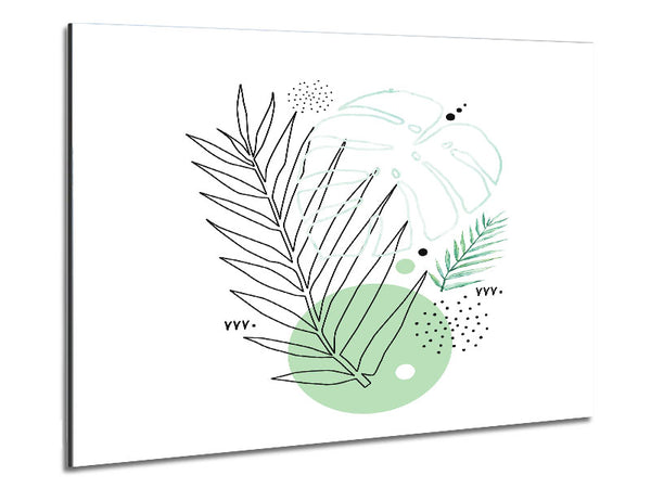 Fern Line Drawing Metal Print