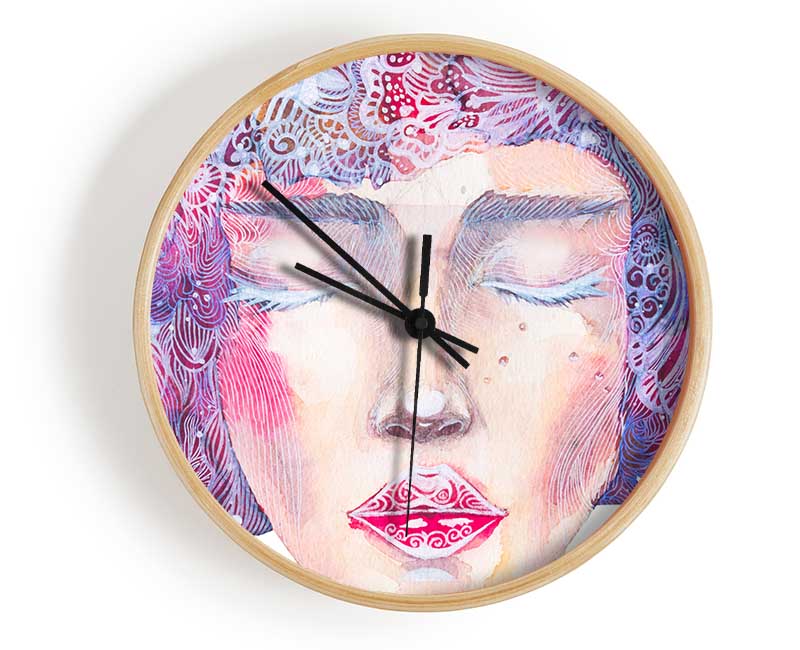 The Pretty Watercolour Face Clock - Wallart-Direct UK