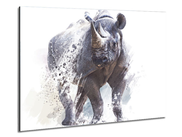 Watercolour Rhino Metal Print