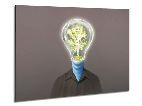 Light Bulb Head Metal Print