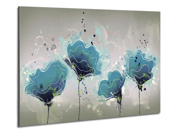 Blue Jazz Flowers Metal Print