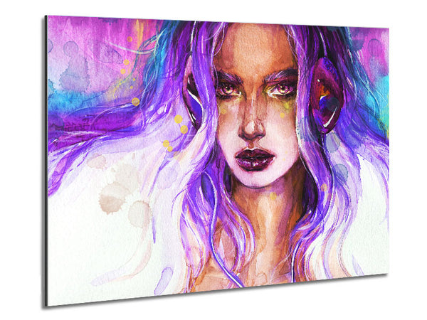 Lilac Woman Watercolour Metal Print